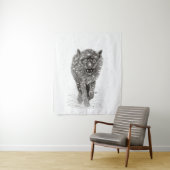 Angry Black Wolf in sneeuw, wilde winter Wandkleed (In situ)