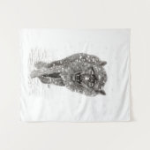 Angry Black Wolf in sneeuw, wilde winter Wandkleed (Voorkant (horizontaal))