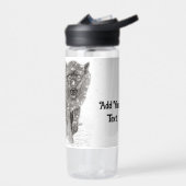 Angry Black Wolf in sneeuw, wilde winter Waterfles (Links)