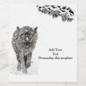 Angry Black Wolf in sneeuw, wilde winter Wijn Etiket (Enkel label)