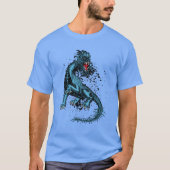 Angry Blue Dragon met verrijkte stang T-shirt (Voorkant)