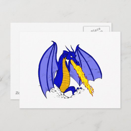 Angry Blue Fire Breather Briefkaart (Voorkant / Achterkant)