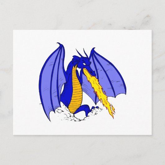 Angry Blue Fire Breather Briefkaart (Voorkant)