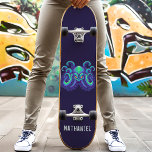 Angry Blue Kraken Octopus Persoonlijke naam Persoonlijk Skateboard<br><div class="desc">Angry Blue Kraken Octopus skateboard met gepersonaliseerde naam</div>