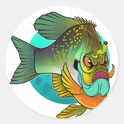 Angry Bluegill Vist Ronde Sticker (Voorkant)