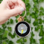 Angry Cartoon Black Cloud met blikseminslag Sleutelhanger (Hand)