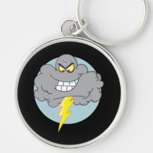 Angry Cartoon Black Cloud met blikseminslag Sleutelhanger