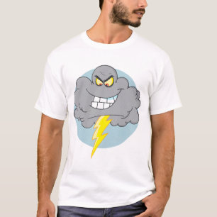 Angry Cartoon Black Cloud met blikseminslag T-shirt