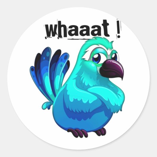 Angry Cartoon Blue Bird Ronde Sticker (Voorkant)