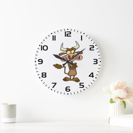 Angry Cartoon Bull Funny Grumpy Grote Klok (Huis)