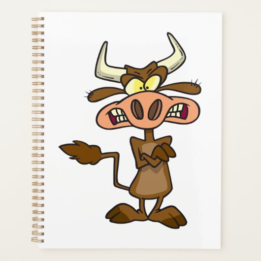 Angry Cartoon Bull Funny Grumpy Planner (Voorkant)