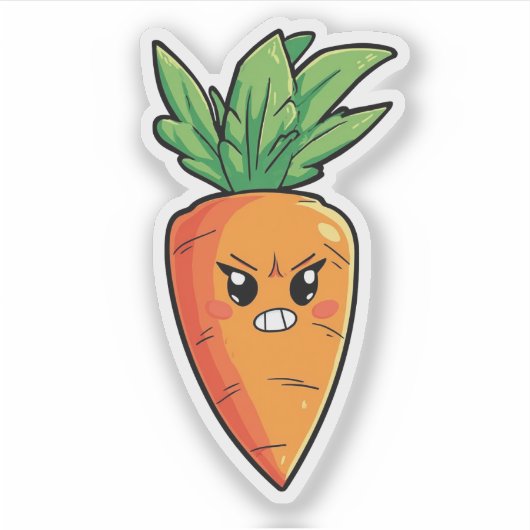 Angry Cartoon Carrot Sticker (Voorkant)