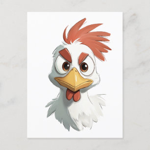 Angry Cartoon Chicken Head Briefkaart