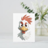 Angry Cartoon Chicken Head Briefkaart (Staand voorkant)