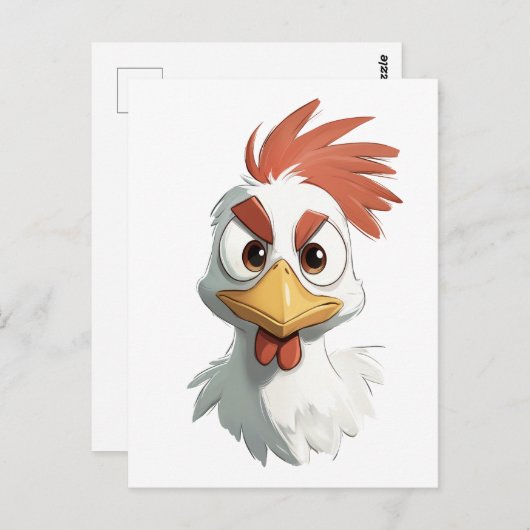 Angry Cartoon Chicken Head Briefkaart (Voorkant / Achterkant)