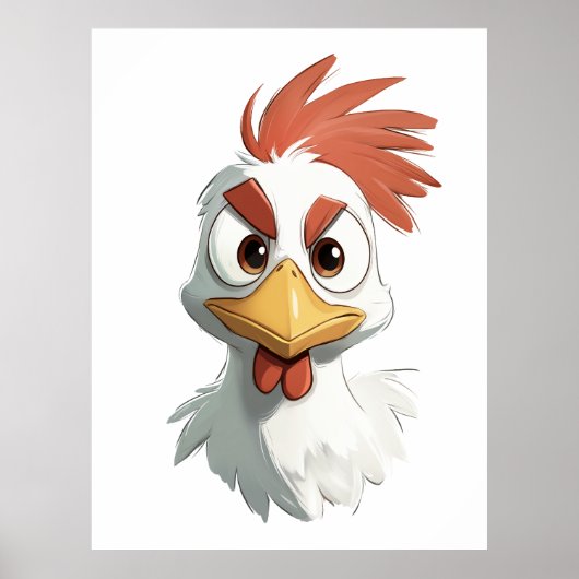 Angry Cartoon Chicken Head Poster (Voorkant)