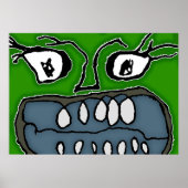 Angry Cartoon Monster Closeup Illustratie Poster (Voorkant)