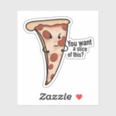 Angry Cartoon Pizza Slice Sticker (Vel)