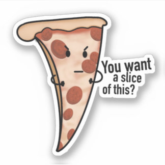 Angry Cartoon Pizza Slice Sticker