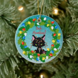 Angry Cat Bah Humbug Keramisch Ornament