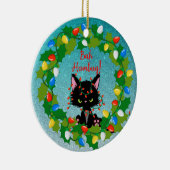 Angry Cat Bah Humbug Keramisch Ornament (Rechts)