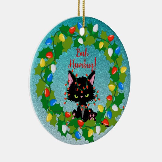 Angry Cat Bah Humbug Keramisch Ornament (Rechts)