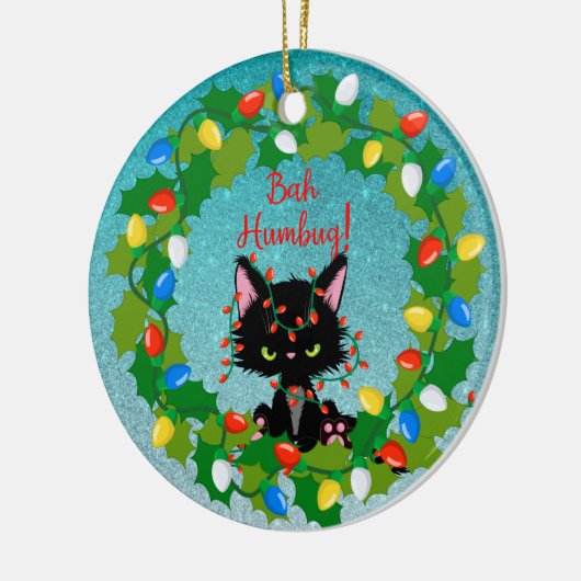Angry Cat Bah Humbug Keramisch Ornament (Links)