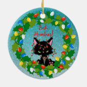 Angry Cat Bah Humbug Keramisch Ornament (Achterkant)
