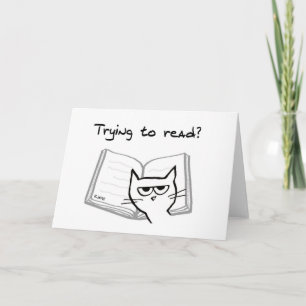 Angry Cat Challenges Book Lovers - Funny Cat Card Kaart