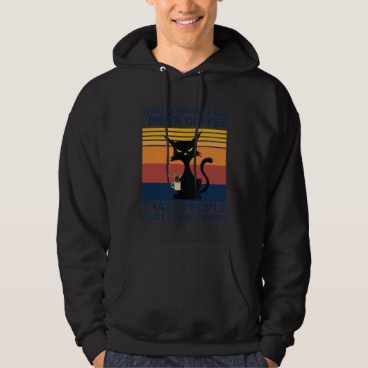 Angry Cat Drinking Coffee Hoodie (Voorkant)