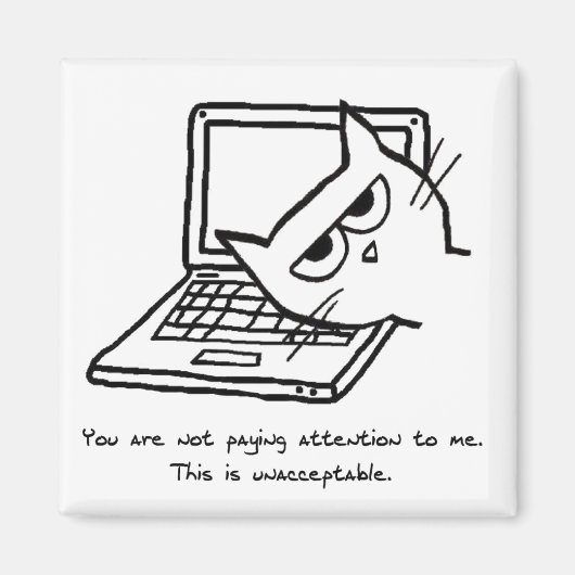 Angry Cat eist aandacht - Funny Cat Magnet (Voorkant)