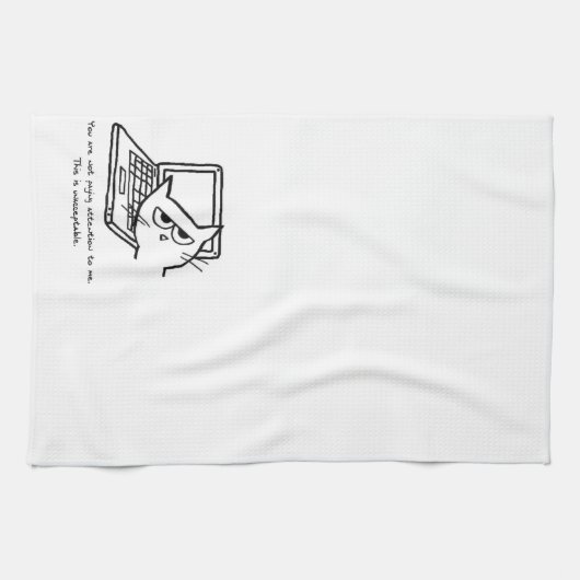 Angry Cat eist aandacht - Funny Hand Towel Theedoek (Horizontaal)