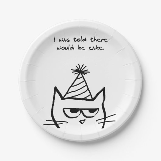 Angry Cat eist Cake - Funny Special Occasions Papieren Bordje (Voorkant)
