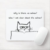 Angry Cat eist zalm - Funny Cat Mousepad Muismat (Met muis)