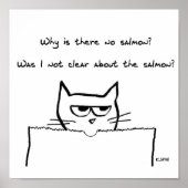 Angry Cat eist zalm - Funny Cat Poster (Voorkant)