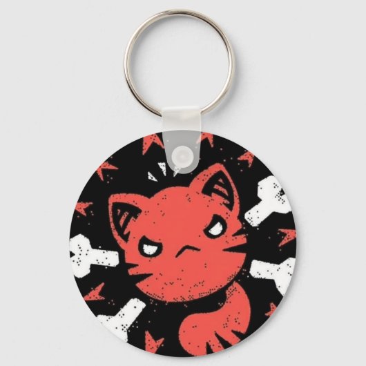Angry Cat Emblem Sleutelhanger (Voorkant)