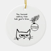 Angry Cat en de kerstboom. Keramisch Ornament (Voorkant)