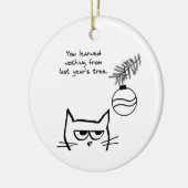 Angry Cat en de kerstboom. Keramisch Ornament (Links)
