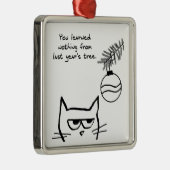 Angry Cat en de kerstboom. Metalen Ornament (Rechts)