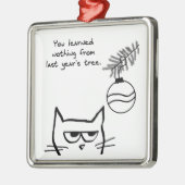 Angry Cat en de kerstboom. Metalen Ornament (Links)