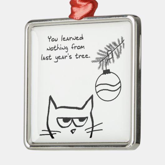 Angry Cat en de kerstboom. Metalen Ornament (Links)