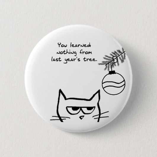Angry Cat en de kerstboom Ronde Button 5,7 Cm (Voorkant)