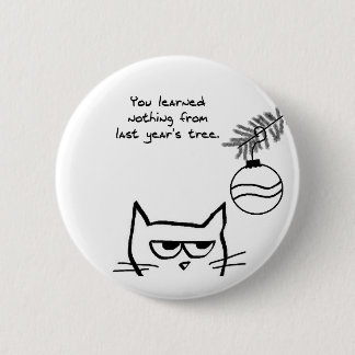 Angry Cat en de kerstboom Ronde Button 5,7 Cm