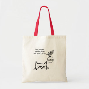 Angry Cat en de kerstboom Tote Bag