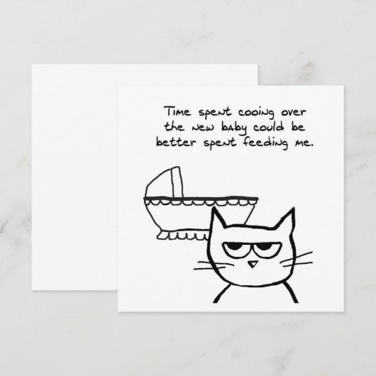 Angry Cat en de nieuwe baby Aankondiging (Voorkant / Achterkant)