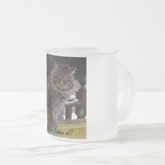 Angry Cat Frosted Coffee Mok (Voorkant rechts)