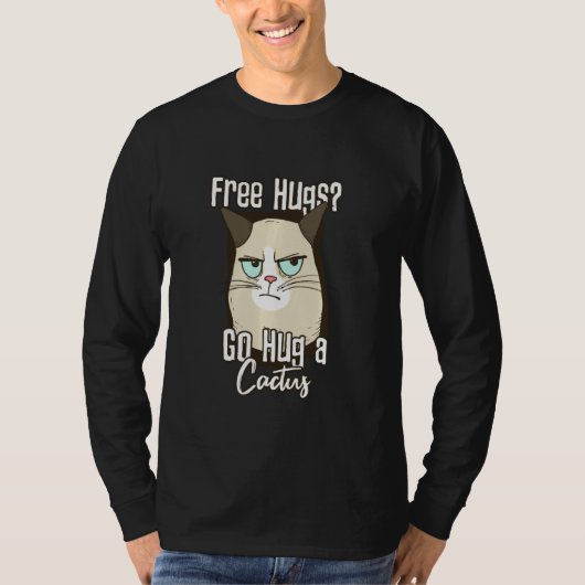 Angry Cat Hug A Cactus T-shirt (Voorkant)