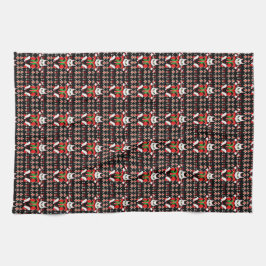 Angry Cat in een kerstpatroonkoeling met kerst Theedoek