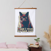 Angry cat meme voor katten- en katteneigenaars hangend wandkleed (Slaapkamer)