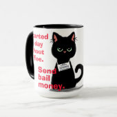 Angry Cat Mok Shot Stuur Bail Money Funny Coffee (Voorkant links)